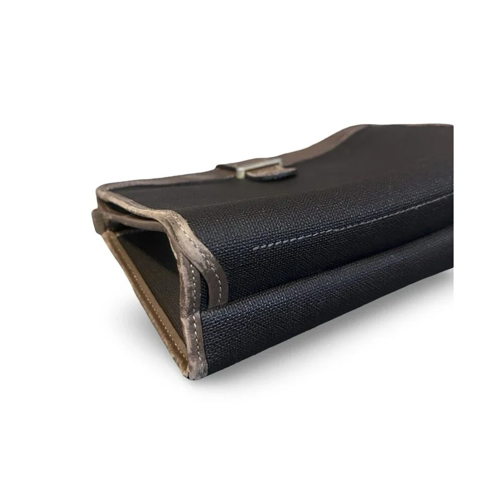 Dunhill London Vintage Toiletry Travel Bag Black Canvas Brown Leather